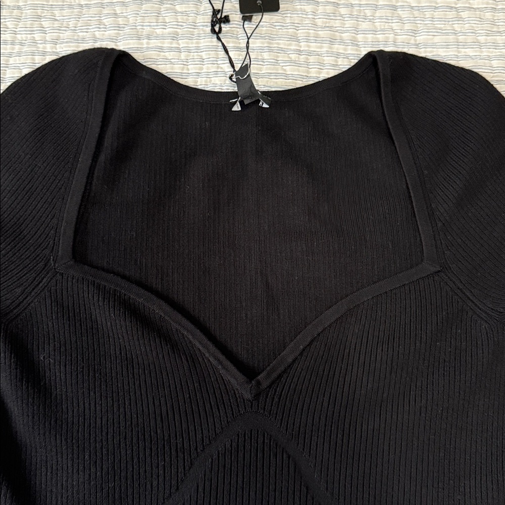 Express Cropped Corset Style Rib Knit Sweater - Picture 8 of 11